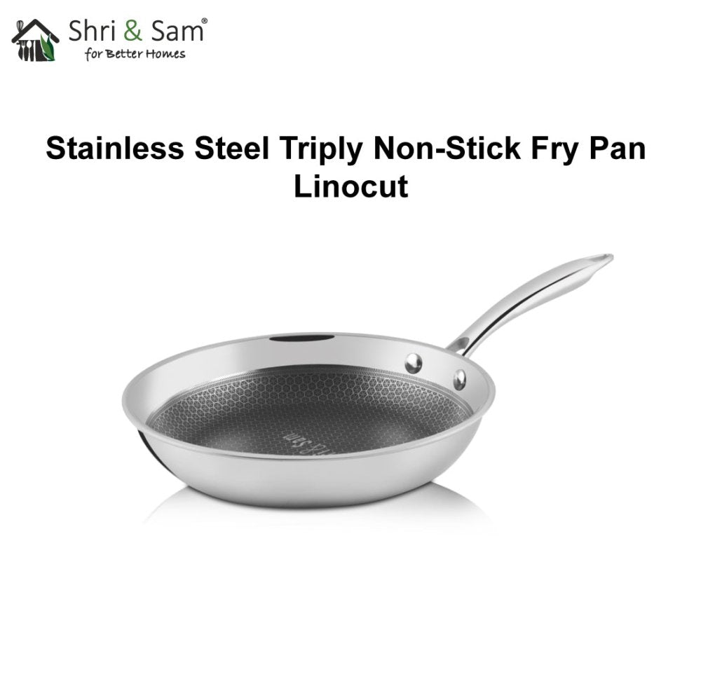 Stainless Steel Triply Non - Stick Fry Pan Linocut