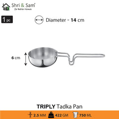Stainless Steel Triply Tadka Pan