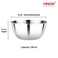 VINOD Stainless Steel Two Tone Bowl Set of 4 Pieces - 100 ml, Highest Grade Steel, Tough Build, Easy to Clean Finish & Rust Free