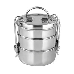 VINOD Stainless Steel Lunch Tiffin, 7 Inch - 3 Compartment Design, Rust Free, Mirror Finish, Tough and Strong & Easy Carry