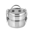 VINOD Stainless Steel Lunch Tiffin, 8 Inch - 2 Compartment Design, Rust Free, Mirror Finish, Durable Build, Easy Carry for Office