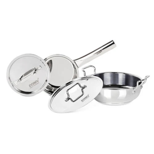 Doniv 2 Piece Majestic Sandwich Bottom Cookware Set, 1 Piece Sauce Pan with lid 14 cm & 1 Piece Kadhai with Lid 24 cm