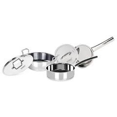 Doniv 3 Piece Majestic Sandwich Bottom Cookware Set, 1 Piece Kadhai with Lid 24 cms, 1 Piece Sauce Pan with Lid 14 cms & 1 Piece Fry Pan 20 cms