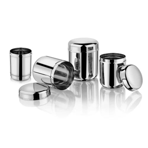 VINOD Stainless Steel Russian Deep Dabba Set of 4 - 3500ml, 4500ml, 5000ml & 6000 ml with Heavy Gauge Steel, Airtight Lids & Mirror Finish