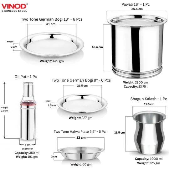 VINOD Deluxe 116 Pieces Griha Pravesh Set Elegant Gifting Option for Weddings, Anniversaries and Auspicious Occasions
