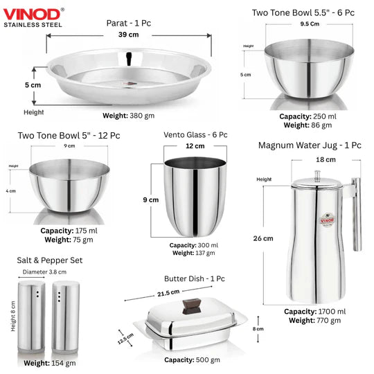VINOD Deluxe 116 Pieces Griha Pravesh Set Elegant Gifting Option for Weddings, Anniversaries and Auspicious Occasions