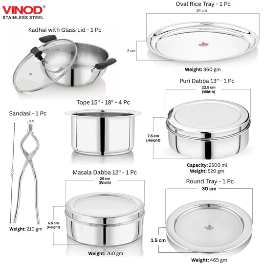 VINOD Deluxe 116 Pieces Griha Pravesh Set Elegant Gifting Option for Weddings, Anniversaries and Auspicious Occasions