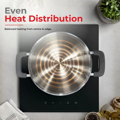 Vinod Luxe Triply (SAS Metal) Kadai with Glass Lid (Induction Friendly)