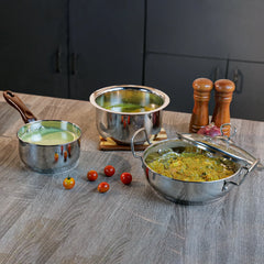 Vinod Amalfi Stainless Steel Cookware set - 3 Pc. (Induction Friendly)