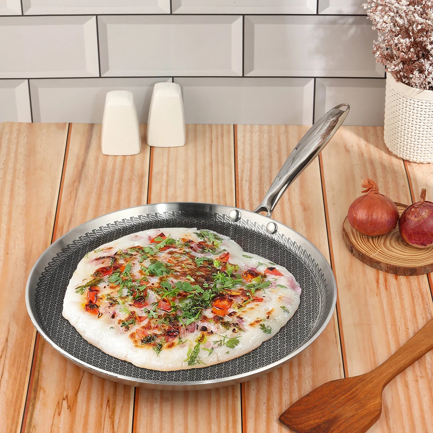 Vinod Platinum Triply Stainless Steel SAS Pro Dosa Tawa (Induction Friendly)