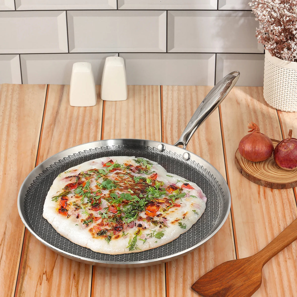 Vinod Platinum Triply Stainless Steel SAS Pro Dosa Tawa (Induction Friendly)