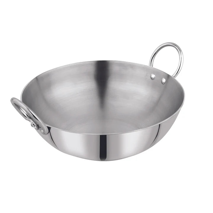 Vinod – Claro Heavy Gauge Stainless Steel Kadai (Plain), 2.5 mm