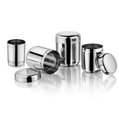 VINOD Stainless Steel Russian Deep Dabba Set of 4 - 1400 ml, High Grade Steel, Mirror Finish, Rust Free & Dishwasher Safe