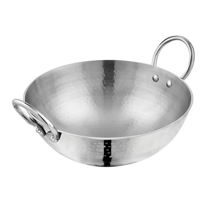 Vinod – Claro Heavy Gauge Stainless Steel Hammered Kadai, 2.5 mm