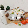 VINOD Stainless Steel Aroma Insulated Casserole with Glass Lid & Wooden Knob | Capacity 750 ml