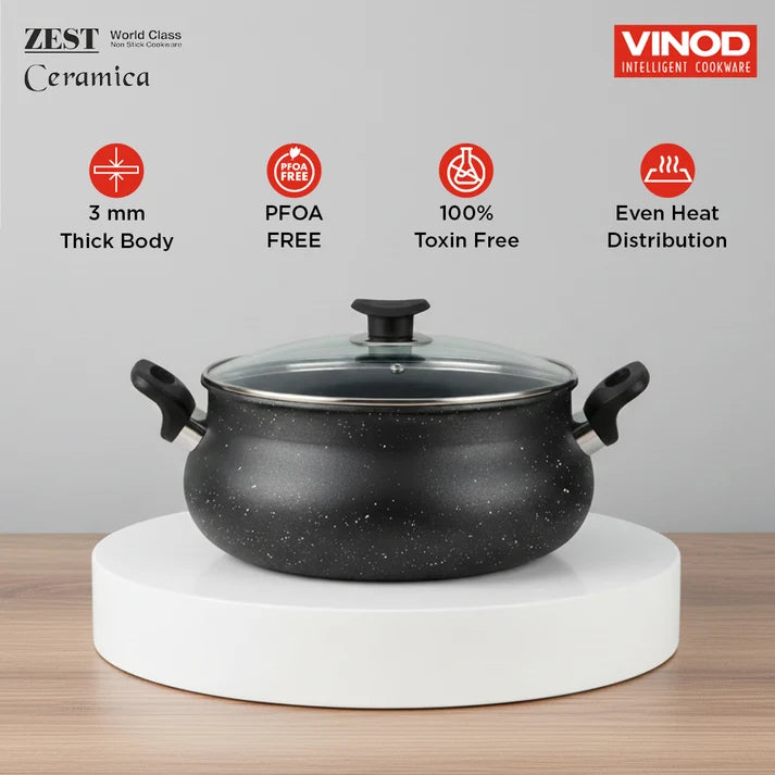 Vinod Zest Ceramica Handi with Lid - (Induction Friendly)