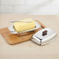 VINOD Stainless Steel Butter Dish With Butter Knife & Lid, Highest Grade Steel Build, Rust Free Finish And Dishwasher Safe Design