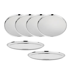 Vinod Stainless Steel Bangla Bogi Plate, Lunch & Dinner Plate, Set of 6 pieces, Diameter 29 cm
