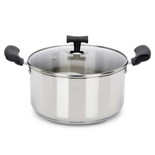 DONIV Stainless Steel Sandwich Bottom Solitaire Sauce Pot with Glass Lid & Side handle, Induction Friendly