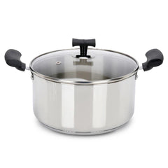 DONIV Stainless Steel Sandwich Bottom Solitaire Sauce Pot with Glass Lid & Side handle, Induction Friendly
