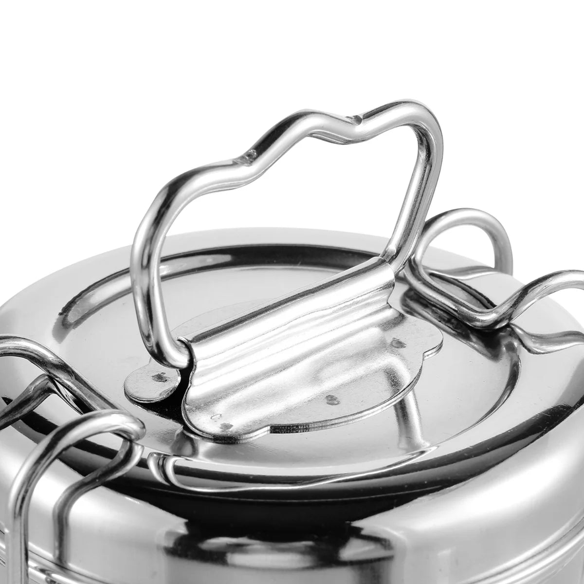 Kraft Lunch Box-Food Container Two Tier Compartment with Handle - Stainless Steel