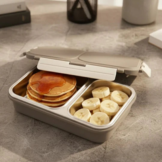 VINOD Stainless Steel 2 Compartment Tiffin, Airtight, Leak-Proof, Food-Grade Stainless Steel Tray, Insulated, Lightweight