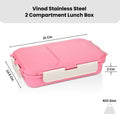 VINOD Stainless Steel 2 Compartment Tiffin, Airtight, Leak-Proof, Food-Grade Stainless Steel Tray, Insulated, Lightweight
