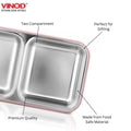 VINOD Stainless Steel 2 Compartment Tiffin, Airtight, Leak-Proof, Food-Grade Stainless Steel Tray, Insulated, Lightweight