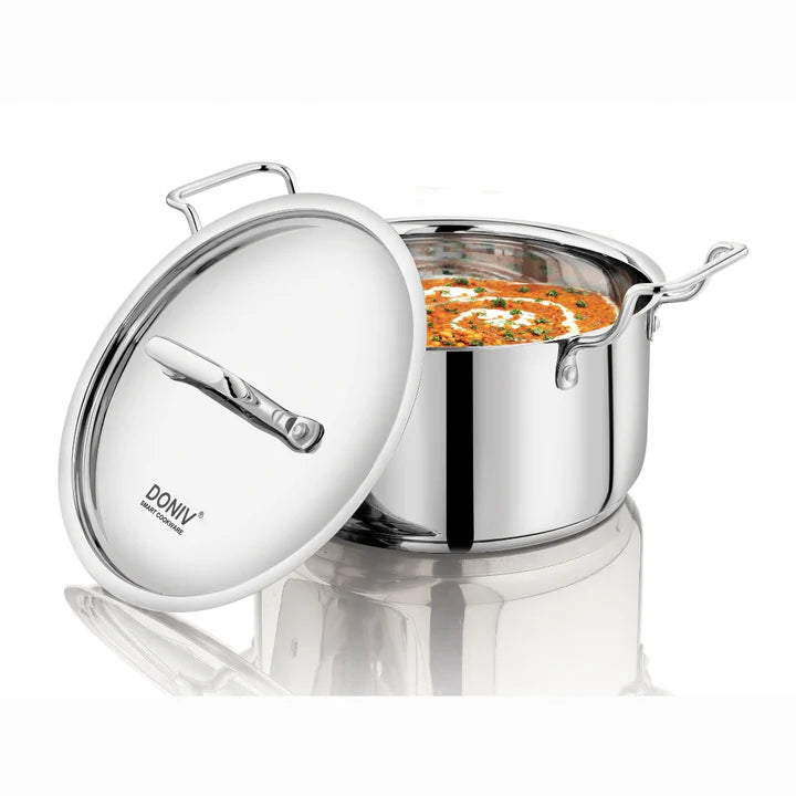 Doniv Majestic Stainless Steel Sandwich Bottom Sauce Pot With Lid  – Induction Friendly