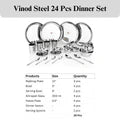VINOD 24 Pieces Stainless Steel Dinner Set, Durable, Mirror Finish High Quality Steel, Rust-free, Dishwasher safe and ISI Certified