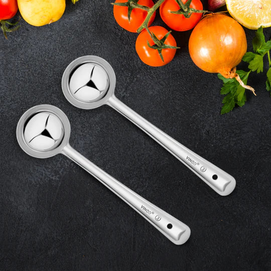 Vinod Stainless Steel Basting Serving Ladle, Serving Spoon / Karachi. Ideal for Gravies / Soups / Curries and Dishes - Set of 2, Size 21cm