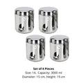 VINOD Stainless Steel Russian Deep Dabba Set of 4 - 3000 ml with Heavy Gauge Steel, Airtight Lids, Mirror Finish & Dishwasher Safe