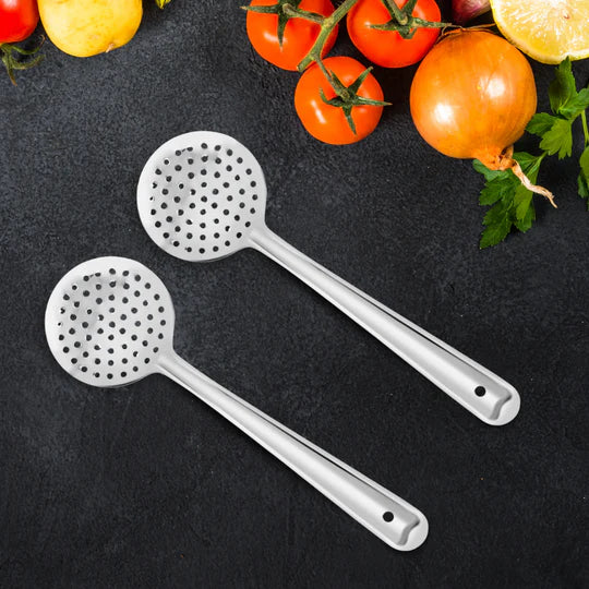 Vinod Stainless Steel Cooking Skimmer/ Jharni/Jhara With long Handle, Set of 2, Size 34cm