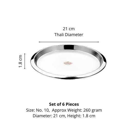 Vinod Stainless Steel Two Tone Dish / Serving Dish / Salad Plate / Snack Plate, Set of 6 pieces