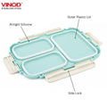 VINOD Stainless Steel Tiffin 3 Compartment Airtight Silicone-Sealed Lid, Food-Grade Steel, Secure Clips and Insulated