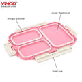 VINOD Stainless Steel Tiffin 3 Compartment Airtight Silicone-Sealed Lid, Food-Grade Steel, Secure Clips and Insulated