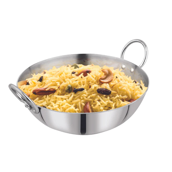 Vinod – Claro Heavy Gauge Stainless Steel Kadai (Plain), 2.5 mm