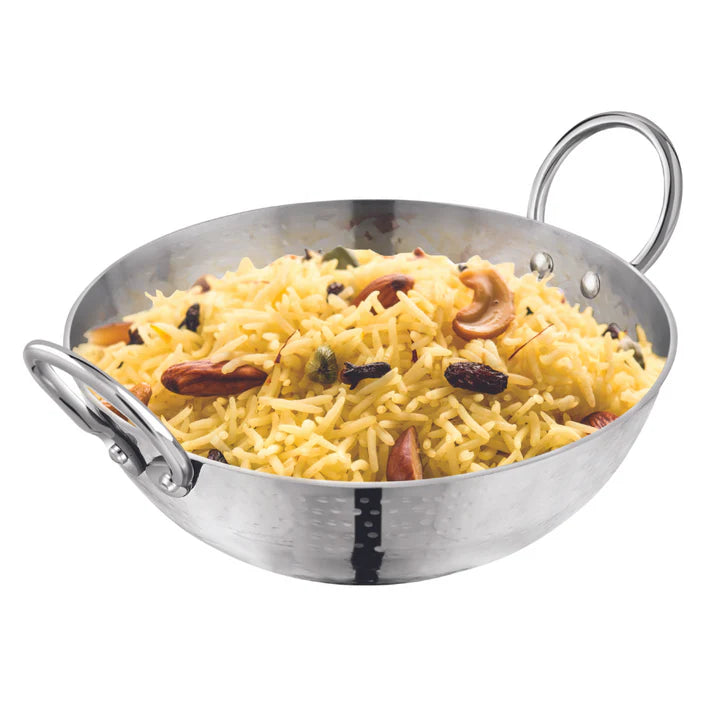 Vinod – Claro Heavy Gauge Stainless Steel Hammered Kadai, 2.5 mm