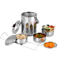 VINOD Stainless Steel Deluxe Hot Tiffin with 3 Compartment, Insulated, Rust Free, Leak Proof, Dishwasher Safe, Strong and Tough