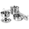 VINOD Stainless Steel Lunch Tiffin Set, 7 Inch - 4 Compartment Design, Rust Free, Mirror Finish, Durable, Tough and Strong