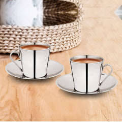 Stainless Steel 2 PCS Double Wall Cup and Saucer Rise