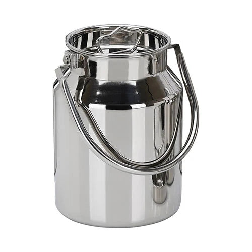 VINOD Stainless Steel Milk Can / Barni / Oil Can 6.5 Litre with Heavy Gauge Steel, Jointless Body, Glossy Finish, Non-Reactive Surface, Rust Free