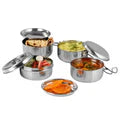 VINOD Stainless Steel Lunch Tiffin 9 Inch - 4 Compartment, Highest Grade Stainless Steel, Mirror Finish, Tough & Strong, Rust Free