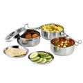 VINOD Stainless Steel Lunch Tiffin 8 Inch - 3 Compartment, Rust Free, Mirror Finish, Durable Build, Tough and Strong