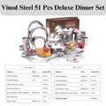 Vinod 51 Pieces Deluxe Stainless Steel Dinner Set In Two Boxes, Rust-Free Steel, Mirror Finish, Dishwasher Safe & ISI Certified