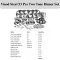 VINOD 53 Pieces Two Tone Dinner Set, Heavy Gauge, Rust-free, Tough and Strong, Durable Two Shine, Dishwasher Safe and ISI certified