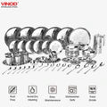 VINOD 58 Pieces Laser Stainless Steel Dinner Set, Heavy Gauge steel, Tough and Strong, Durable shine, Dishwasher safe and ISI certified