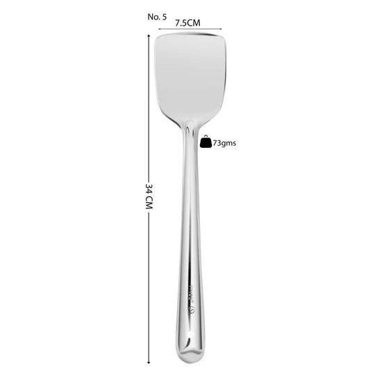 VINOD Stainless Steel Basting Turner / Khurpa/ Cooking Plata Turner Set of 2 - 34 cm, Highest Grade Stainless Steel, Rust Free, Dishwasher Safe