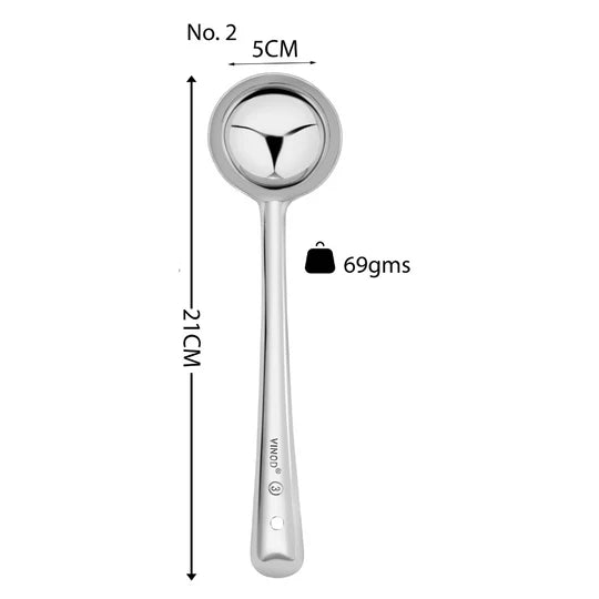 Vinod Stainless Steel Basting Serving Ladle, Serving Spoon / Karachi. Ideal for Gravies / Soups / Curries and Dishes - Set of 2, Size 21cm
