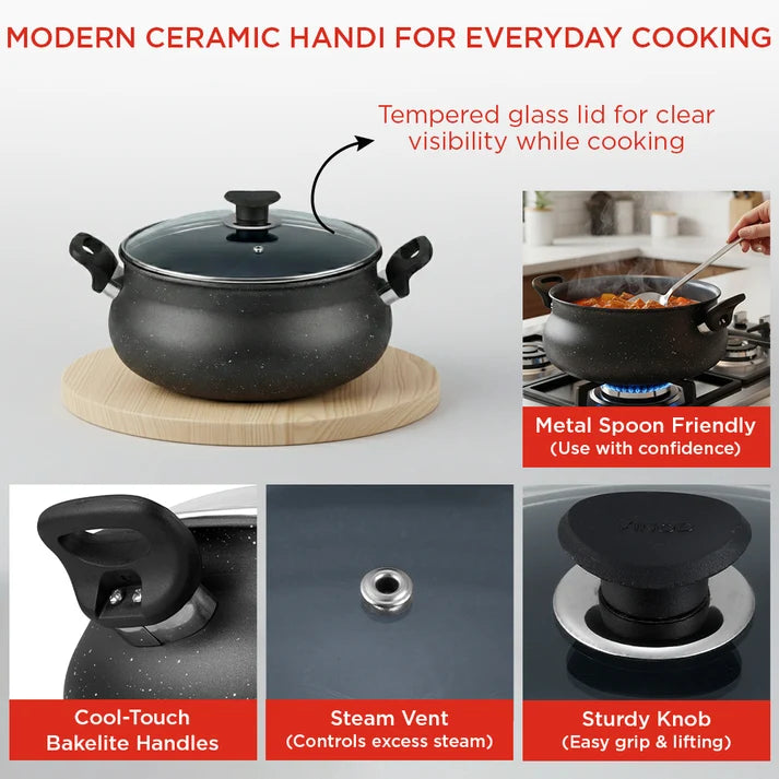 Vinod Zest Ceramica Handi with Lid - (Induction Friendly)